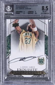 2012-13 UD "Exquisite Collection" Endorsements #EE-JA LeBron James Signed Card (#75/99) – BGS NM-MT+ 8.5/BGS 10